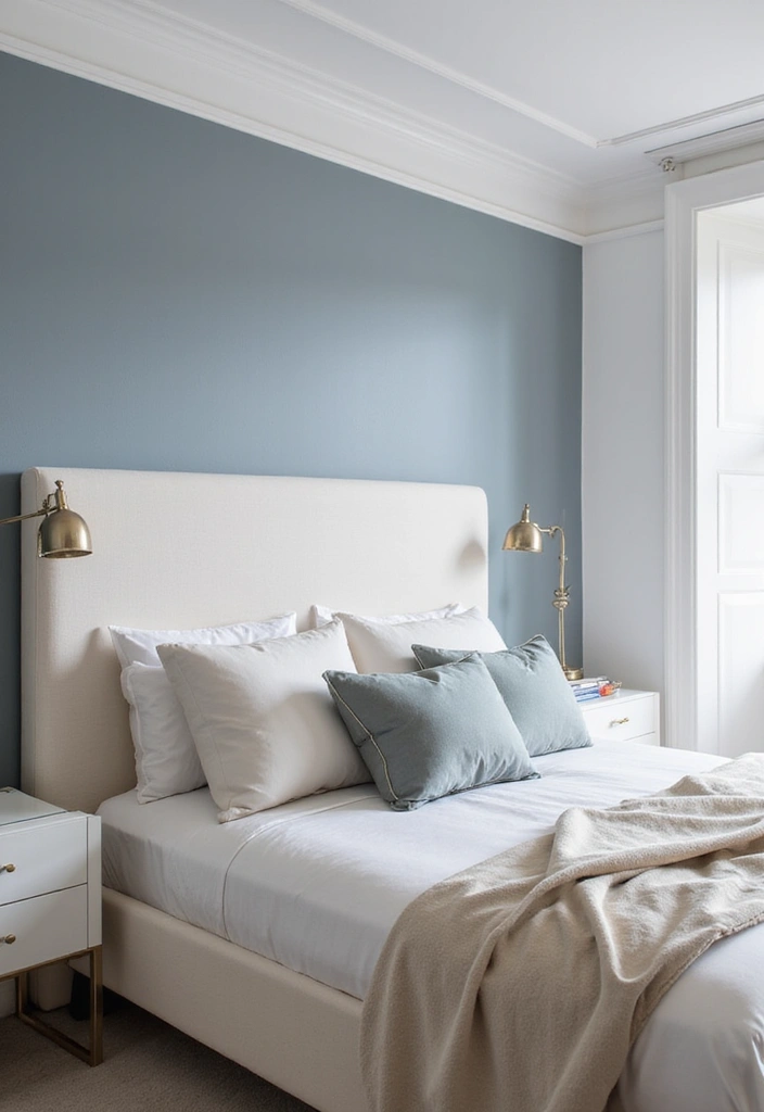 29 Cream and Blue Bedroom Designs That Are Soft & Dreamy - 5. Modern Chic