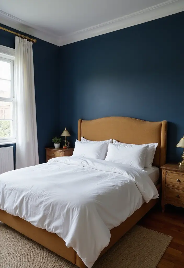29 Dark Bedroom Wall Colors That Create a Moody and Relaxing Space - 1. Midnight Blue