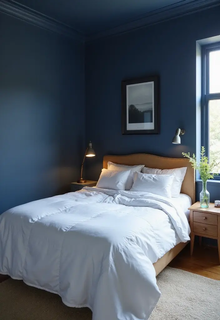 29 Dark Bedroom Wall Colors That Create a Moody and Relaxing Space - 11. Indigo