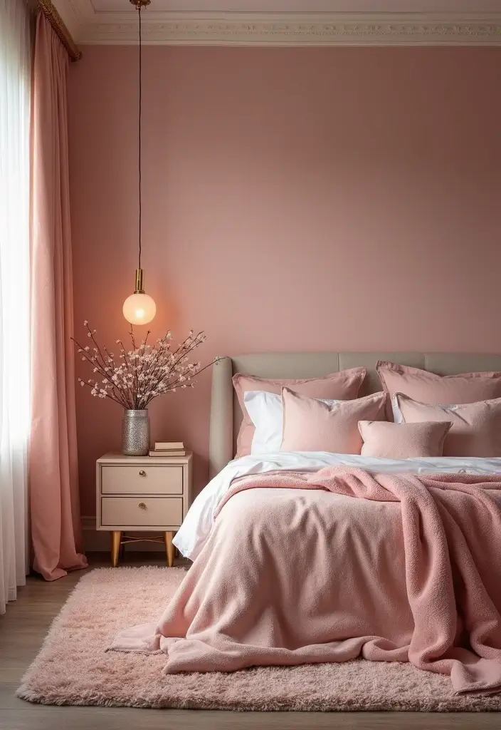 29 Dark Bedroom Wall Colors That Create a Moody and Relaxing Space - 12. Blush Pink