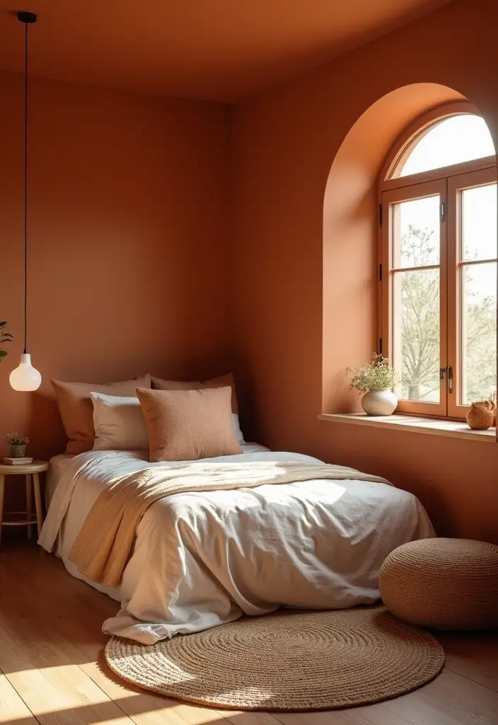 29 Dark Bedroom Wall Colors That Create a Moody and Relaxing Space - 16. Burnt Orange