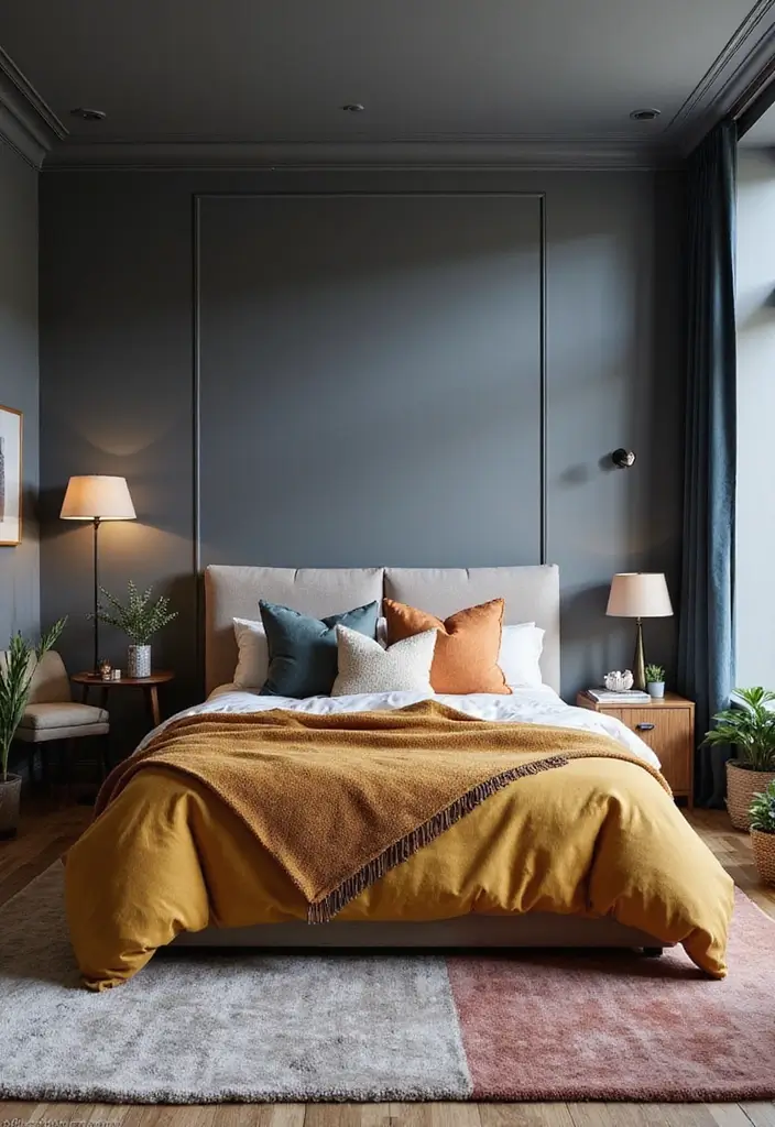 29 Dark Bedroom Wall Colors That Create a Moody and Relaxing Space - 2. Slate Gray