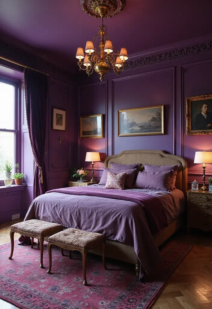 29 Dark Bedroom Wall Colors That Create a Moody and Relaxing Space - 20. Tyrian Purple