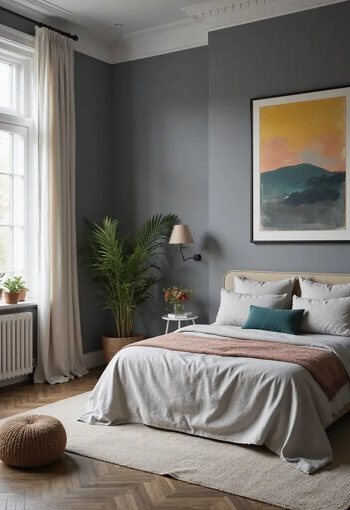 29 Dark Bedroom Wall Colors That Create a Moody and Relaxing Space - 21. Cool Gray
