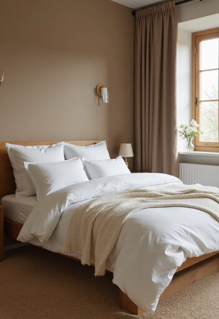 29 Dark Bedroom Wall Colors That Create a Moody and Relaxing Space - 23. Warm Taupe