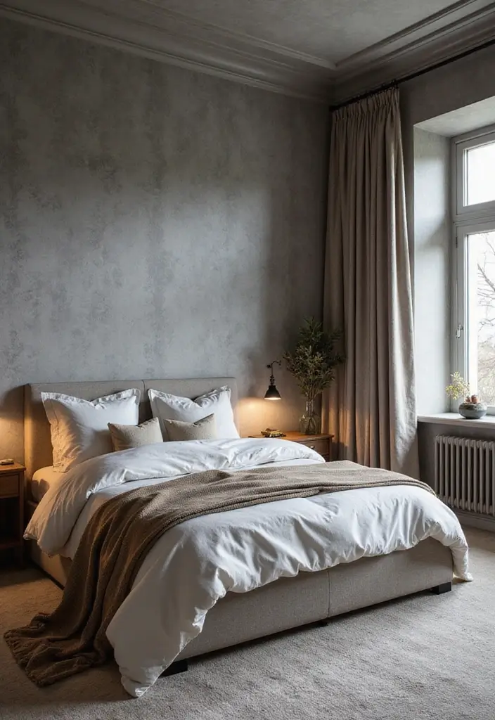 29 Dark Bedroom Wall Colors That Create a Moody and Relaxing Space - 28. Frosted Gray