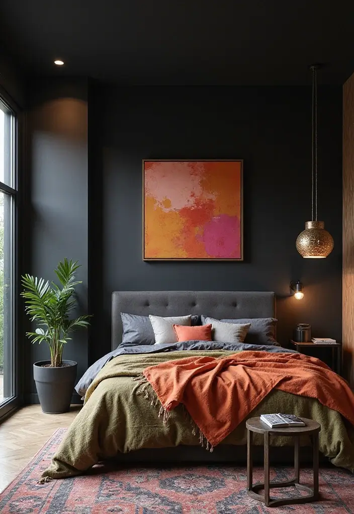 29 Dark Bedroom Wall Colors That Create a Moody and Relaxing Space - 6. Onyx Black