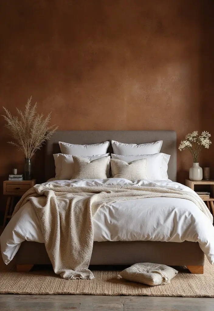 29 Dark Bedroom Wall Colors That Create a Moody and Relaxing Space - 7. Rustic Brown