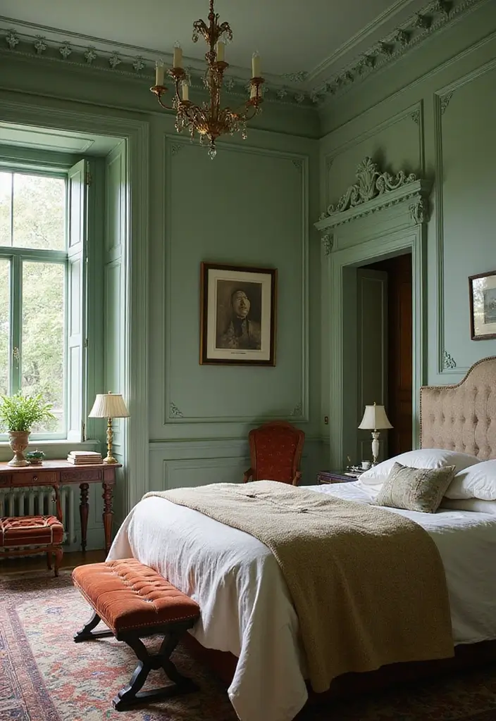 29 Light Green Walls Bedroom Ideas That Are Fresh & Calming - 11. Jewel Tones with Light Green