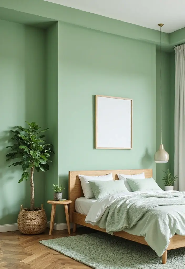 29 Light Green Walls Bedroom Ideas That Are Fresh & Calming - 16. Eco-Friendly Paint Choices