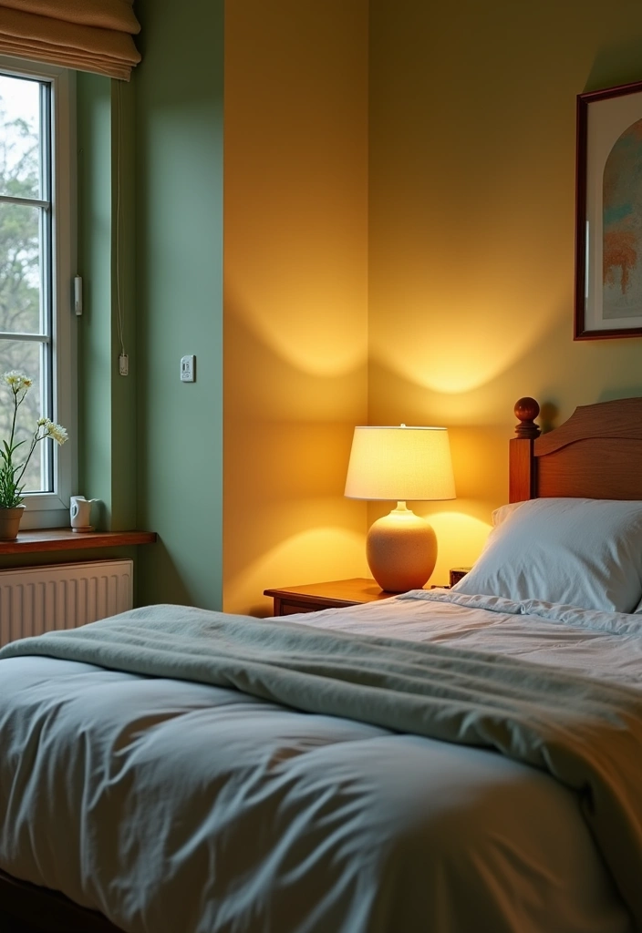 29 Light Green Walls Bedroom Ideas That Are Fresh & Calming - 19. Layered Lighting