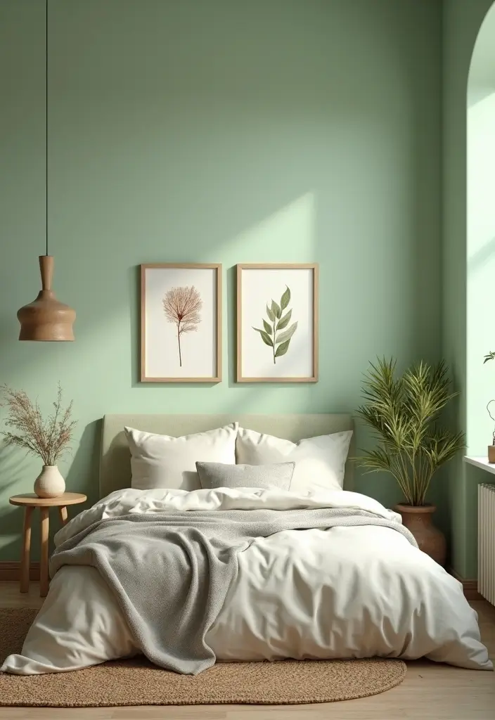 29 Light Green Walls Bedroom Ideas That Are Fresh & Calming - 22. Inspired by Nature