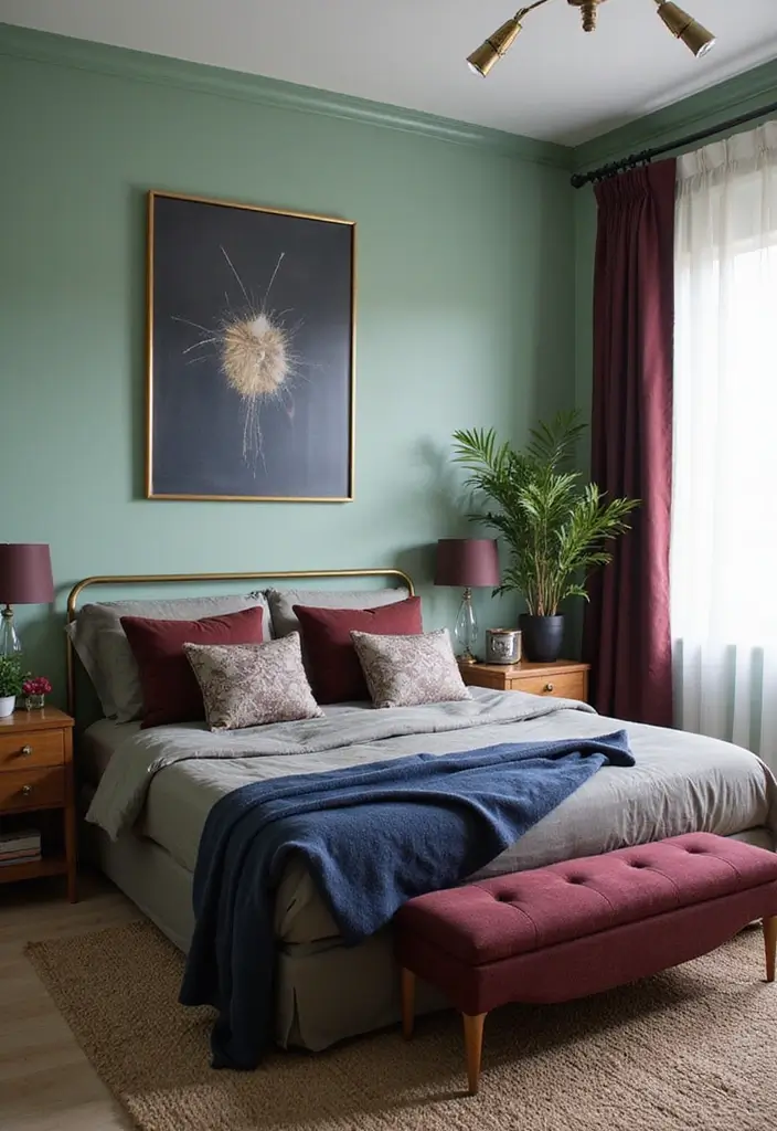 29 Light Green Walls Bedroom Ideas That Are Fresh & Calming - 25. Add a Touch of Contrast