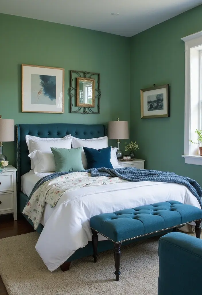 29 Light Green Walls Bedroom Ideas That Are Fresh & Calming - 7. Light Green with Darker Shades