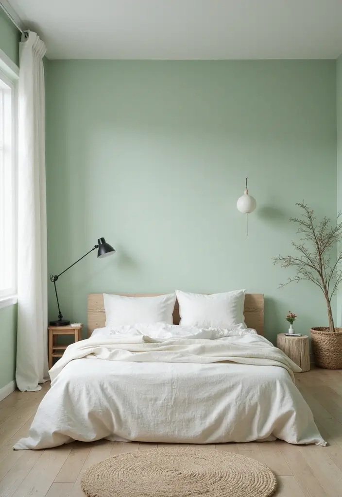 29 Light Green Walls Bedroom Ideas That Are Fresh & Calming - 9. Scandinavian Simplicity