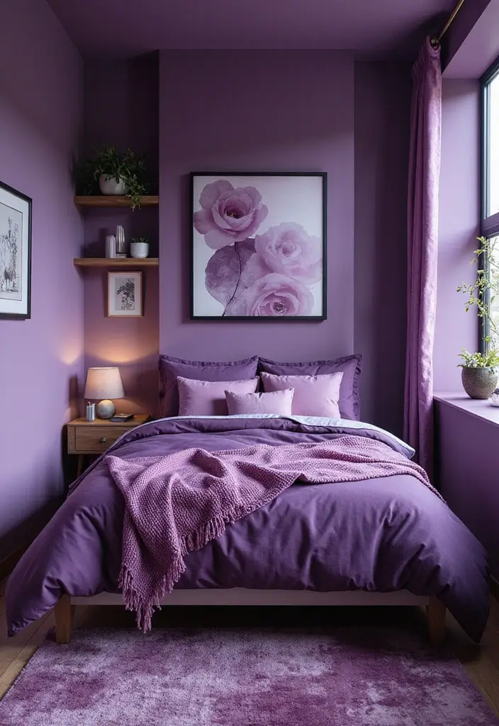 29 Purple Paint Colors Bedroom Ideas That Add Depth and Serenity - 15. Cohesive Purple Themes