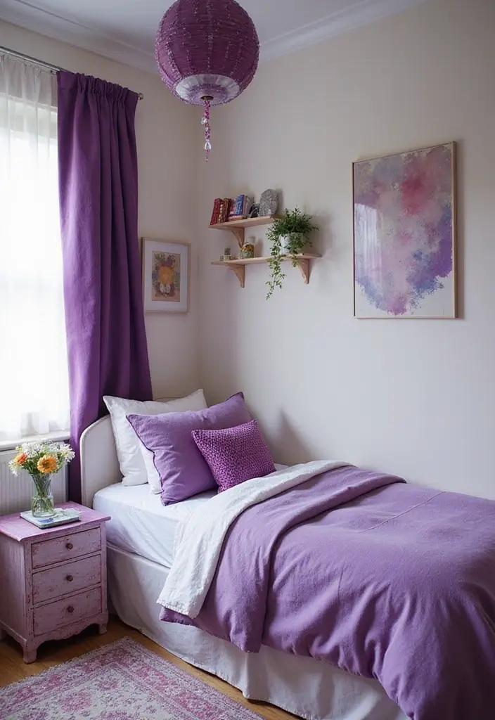 29 Purple Paint Colors Bedroom Ideas That Add Depth and Serenity - 16. Whimsical Purple Accents