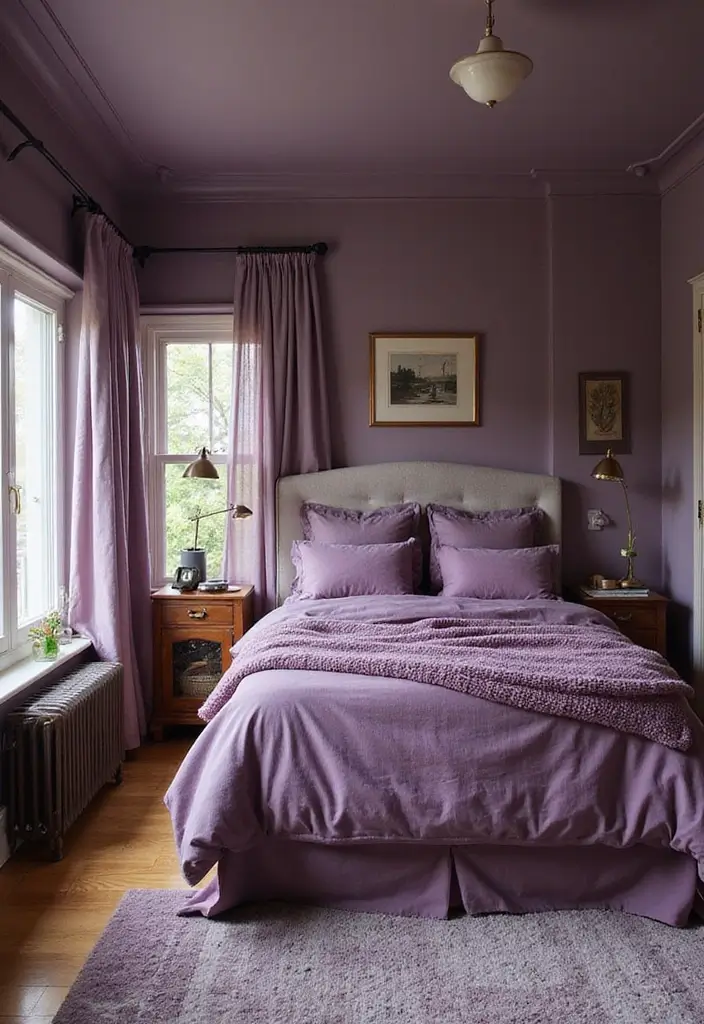 29 Purple Paint Colors Bedroom Ideas That Add Depth and Serenity - 27. Cozy Purple Retreat