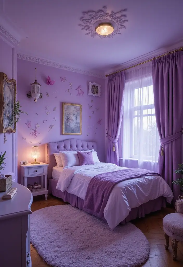 29 Purple Paint Colors Bedroom Ideas That Add Depth and Serenity - 28. Whimsical Fairy Tale Purples