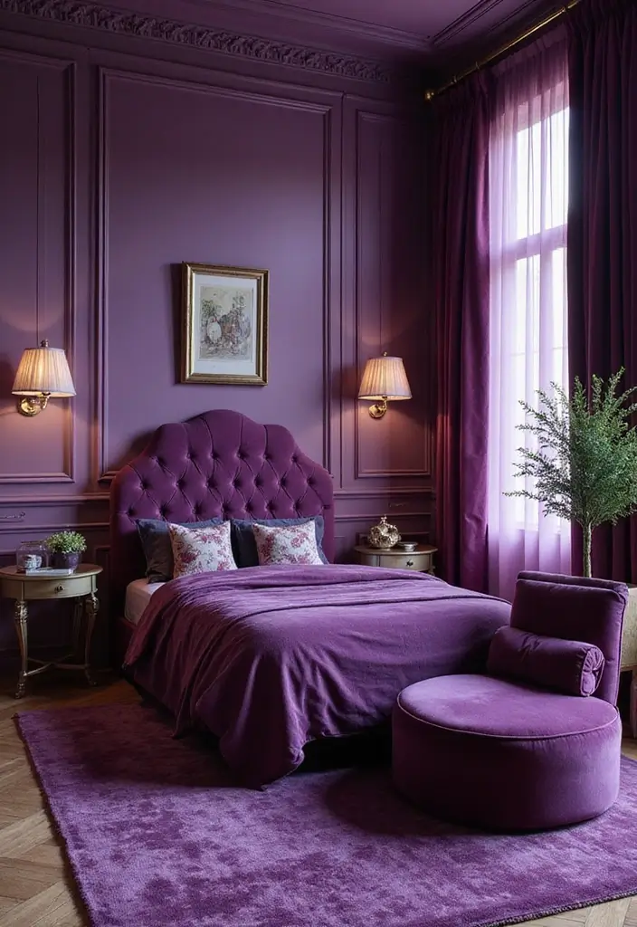 29 Purple Paint Colors Bedroom Ideas That Add Depth and Serenity - 29. Rich Purple Layering
