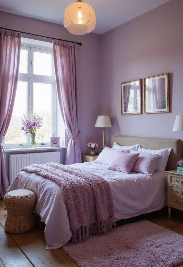 29 Purple Paint Colors Bedroom Ideas That Add Depth and Serenity - 3. Gentle Lavender Layers
