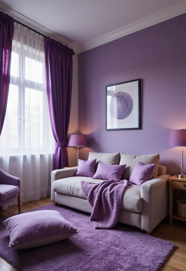 29 Purple Paint Colors Bedroom Ideas That Add Depth and Serenity - 4. Vibrant Purple Highlights