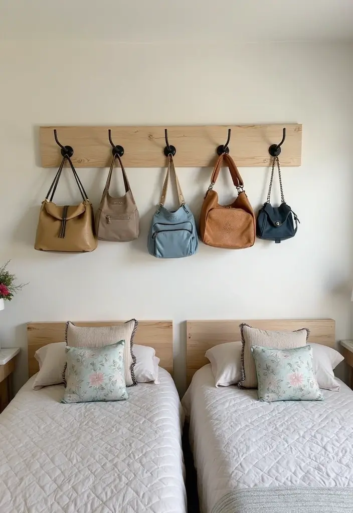 29 Shared Bedroom With Toddler Parents Ideas That Are Practical and Cozy - 18. Install Wall Hooks for Easy Access