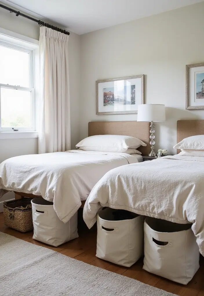 29 Shared Bedroom With Toddler Parents Ideas That Are Practical and Cozy - 21. Utilize Under-Bed Storage for Toys and More