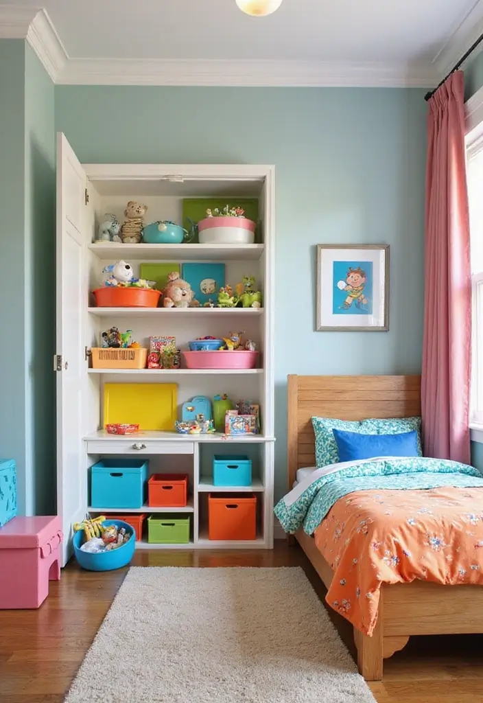 29 Shared Bedroom With Toddler Parents Ideas That Are Practical and Cozy - 26. Keep Play Areas Tidy with Quick Clean-Up Solutions