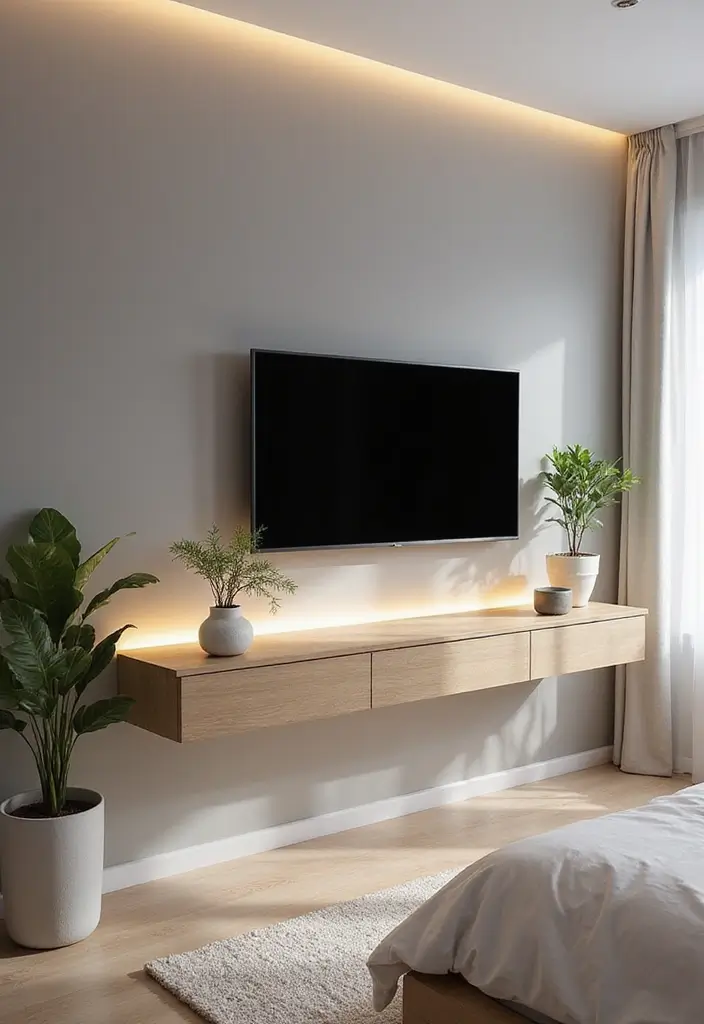 29 TV Unit in Bedroom Ideas That Feel Organized and Stylish - 1. Floating Wall Unit