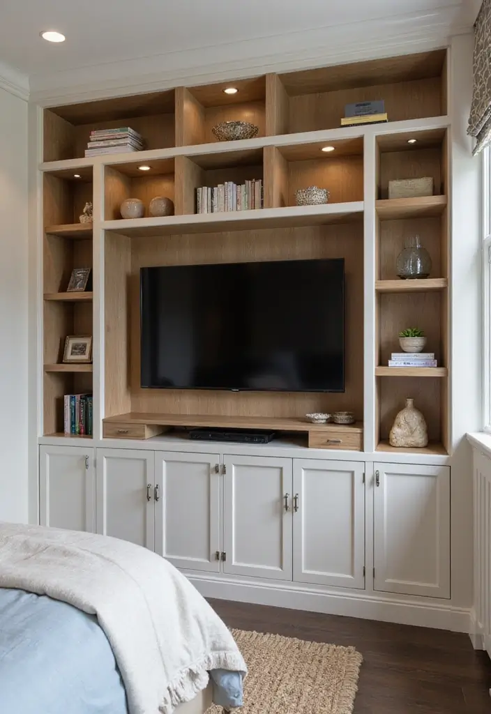 29 TV Unit in Bedroom Ideas That Feel Organized and Stylish - 16. Custom-Built Solutions