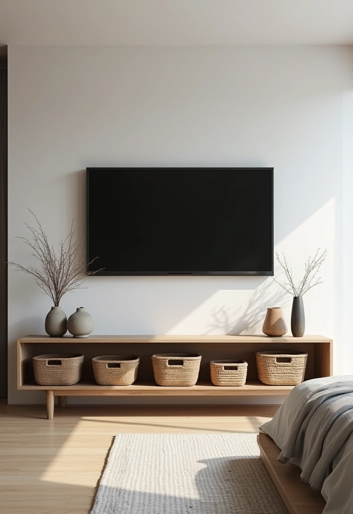 29 TV Unit in Bedroom Ideas That Feel Organized and Stylish - 4. Minimalist Media Console