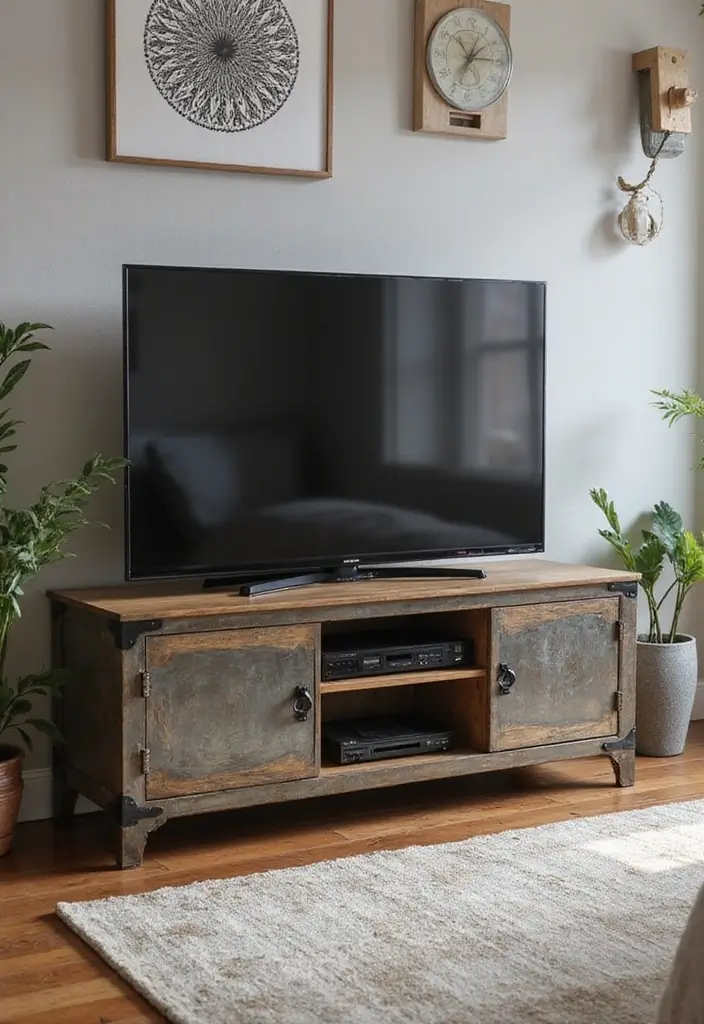 29 TV Unit in Bedroom Ideas That Feel Organized and Stylish - 8. Industrial TV Stand