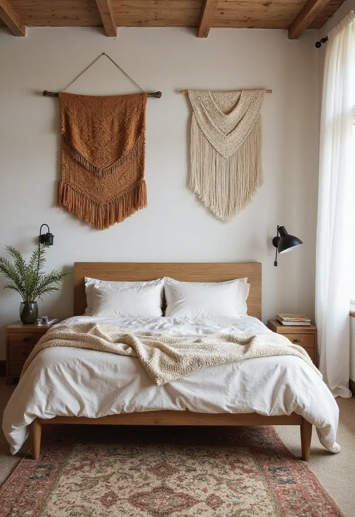 29 Wall Drop Design Bedroom Ideas That Look Sleek and Modern - 12. Fabric Wall Hangings