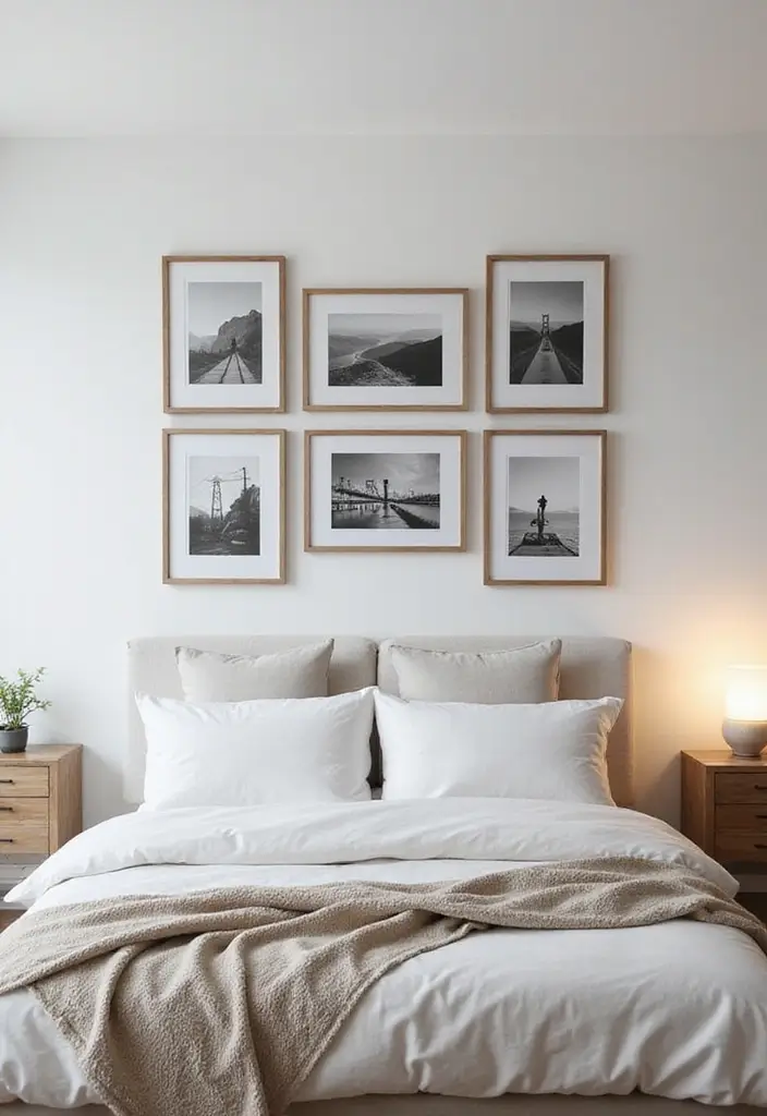 29 Wall Drop Design Bedroom Ideas That Look Sleek and Modern - 14. Minimalist Photo Gallery