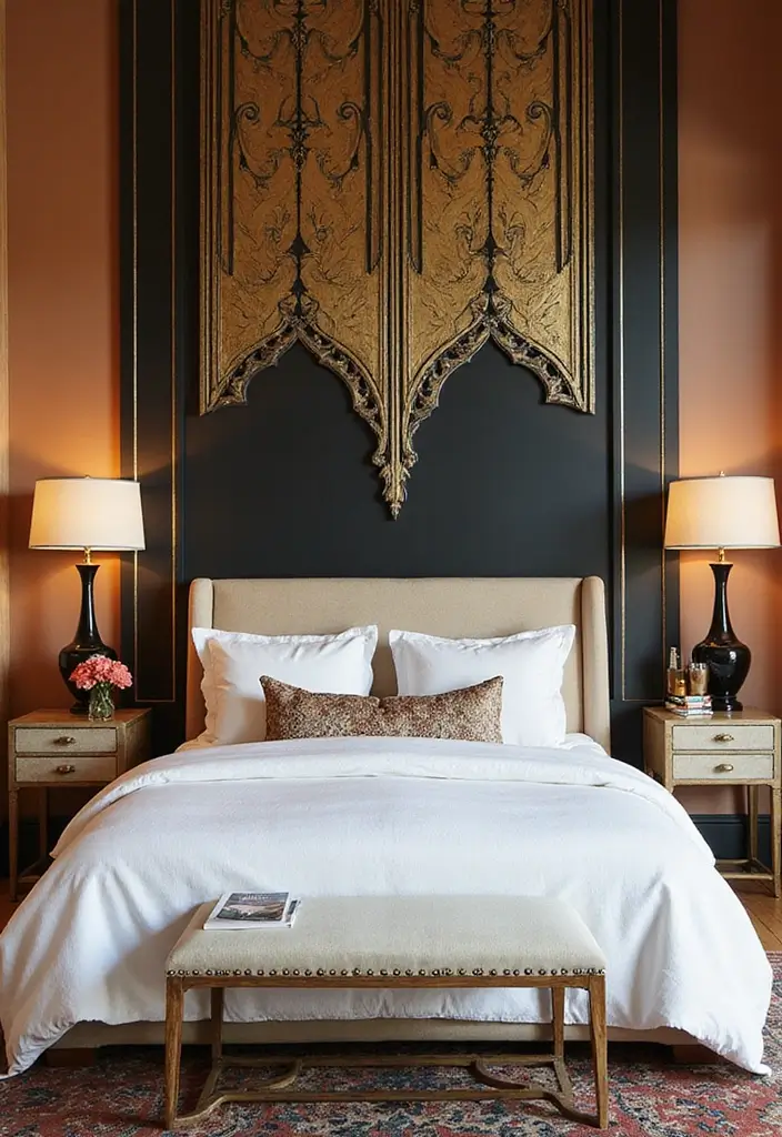 29 Wall Drop Design Bedroom Ideas That Look Sleek and Modern - 16. Art Deco Style Panels