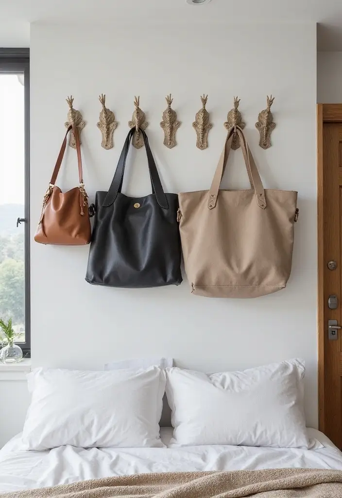 29 Wall Drop Design Bedroom Ideas That Look Sleek and Modern - 18. Simple Wall Hooks