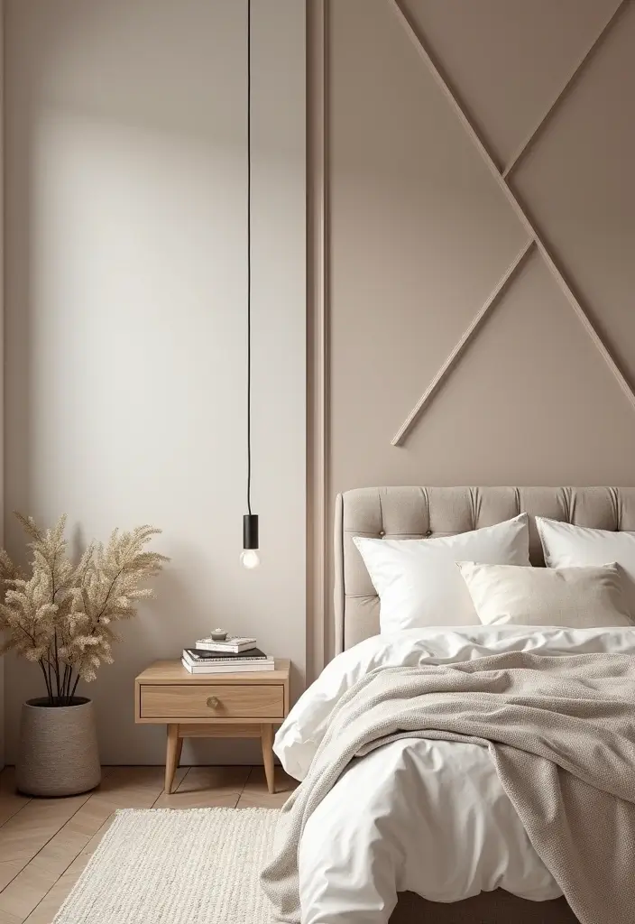 29 Wall Drop Design Bedroom Ideas That Look Sleek and Modern - 2. Geometric Wall Panels