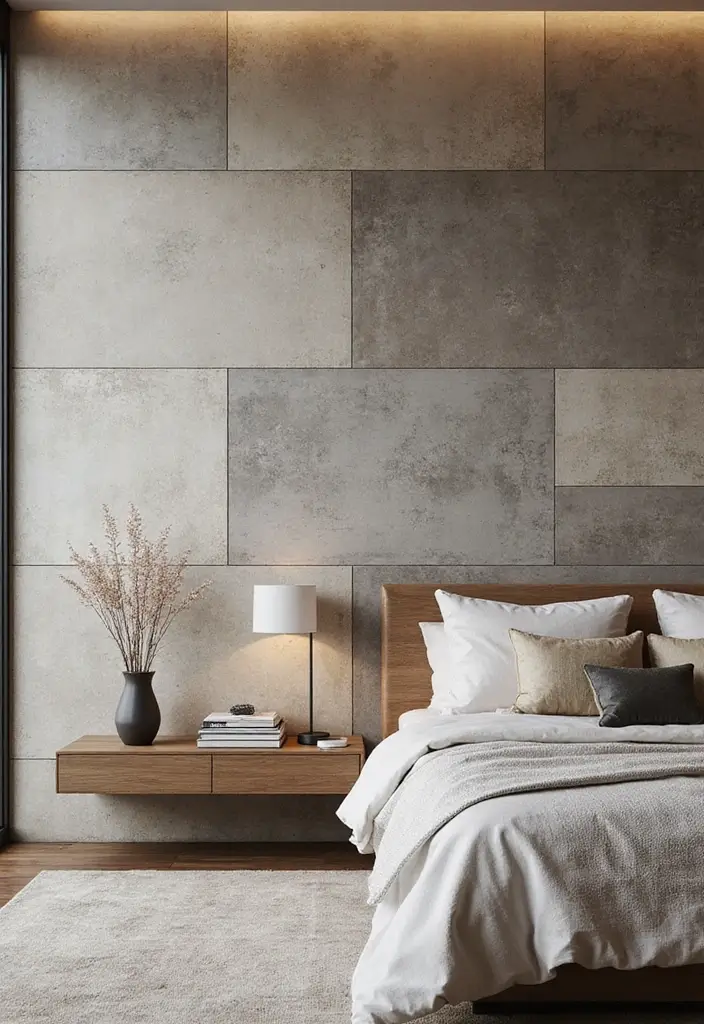29 Wall Drop Design Bedroom Ideas That Look Sleek and Modern - 26. Layered Wall Textures