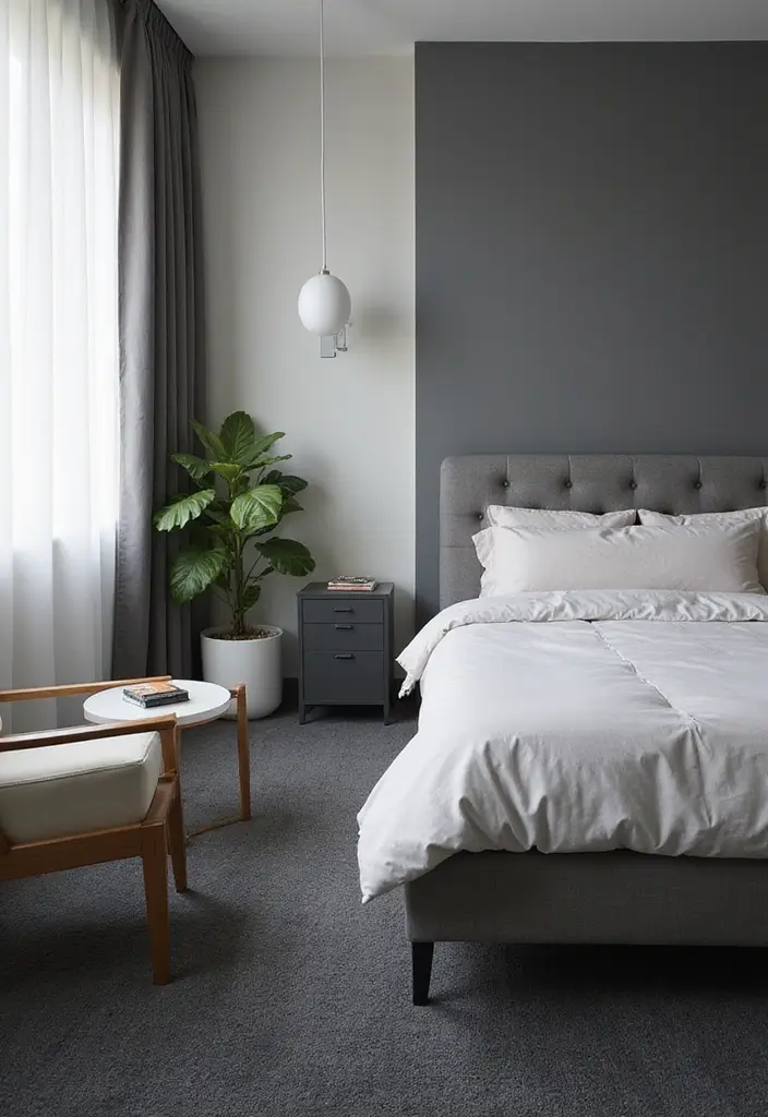 30 Dark Grey Carpet Bedroom Ideas That Feel Luxe & Modern - 2. Modern Minimalism