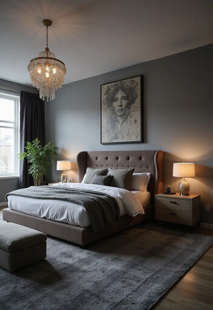 30 Dark Grey Carpet Bedroom Ideas That Feel Luxe & Modern - 26. Statement Furniture