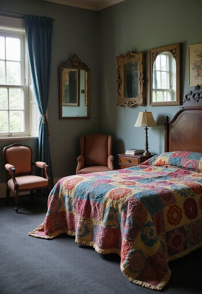 30 Dark Grey Carpet Bedroom Ideas That Feel Luxe & Modern - 6. Vintage Charm