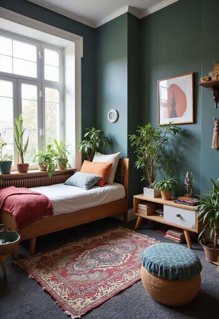 30 Dark Grey Carpet Bedroom Ideas That Feel Luxe & Modern - 9. Cozy Bohemian Vibes