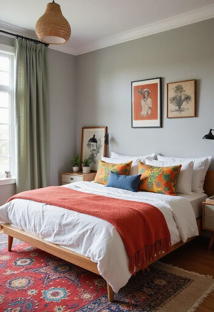 30 Modern Mid Century Bedroom Designs That Feel Timeless & Chic - 13. Bold Accents