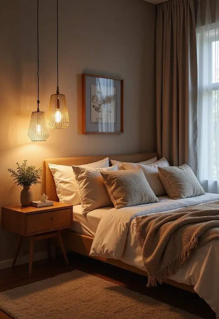 30 Modern Mid Century Bedroom Designs That Feel Timeless & Chic - 16. Soft Lighting Fixtures
