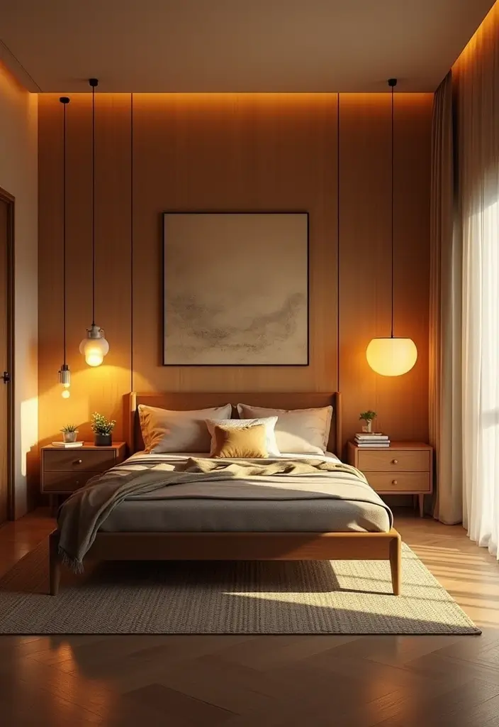 30 Modern Mid Century Bedroom Designs That Feel Timeless & Chic - 8. Layered Lighting