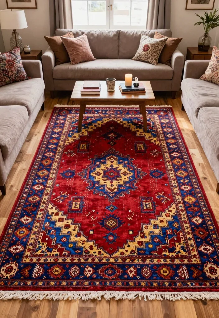 15 Afghan Living Room Ideas: Warm Textured and Cultural - 1. Embrace Afghan Rugs as Centerpieces 1