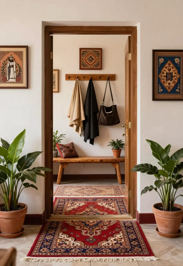 15 Afghan Living Room Ideas: Warm Textured and Cultural - 10. Create an Inviting Entryway 1