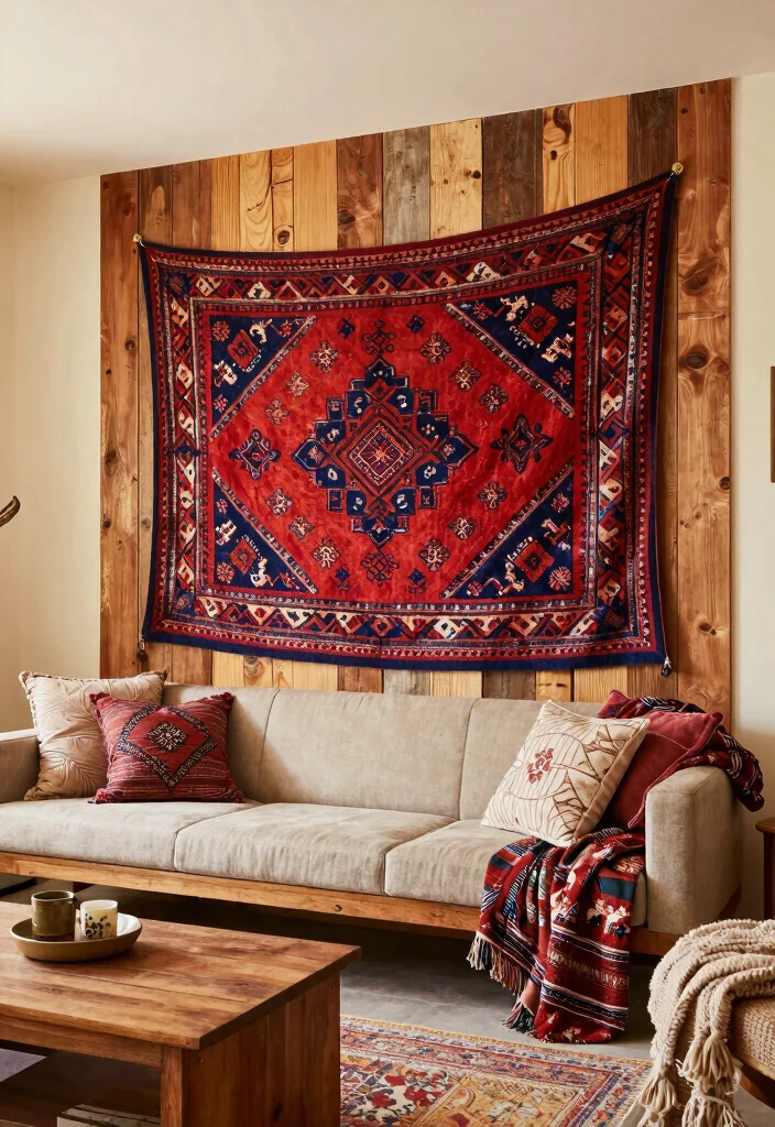 15 Afghan Living Room Ideas: Warm Textured and Cultural - 11. Use Textured Walls 1