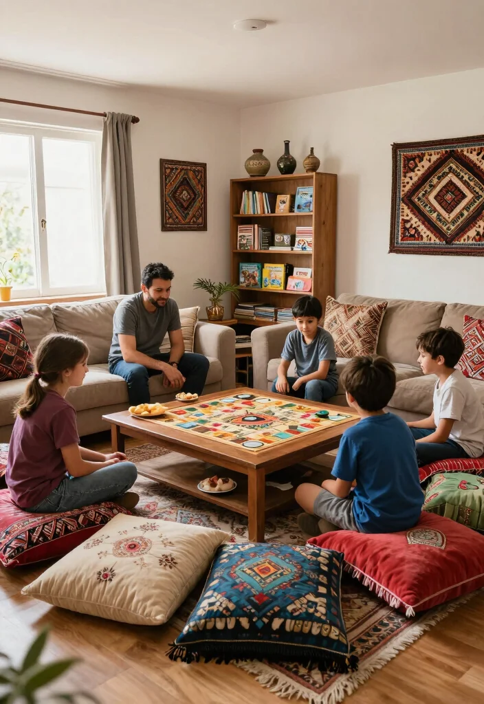 15 Afghan Living Room Ideas: Warm Textured and Cultural - 12. Create a Family Gathering Space 1